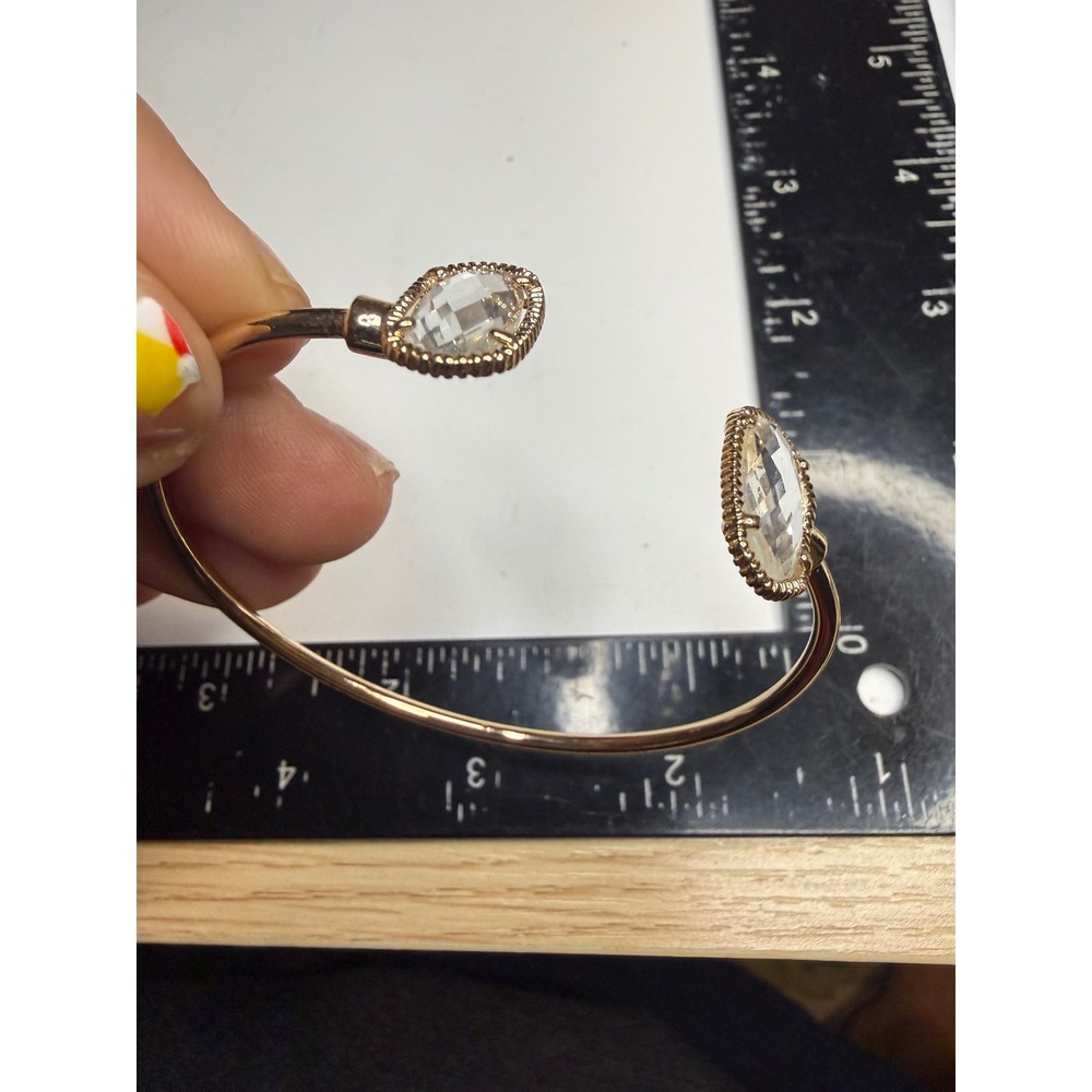 Kendra Scott Edie Cuff Bracelet Rose Gold Tone Iridescent Stones Open Bangle